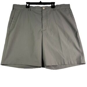 Peter Millar Shorts Men's 38 Performance Golf Gray Chino Flat Front 9" Inseam